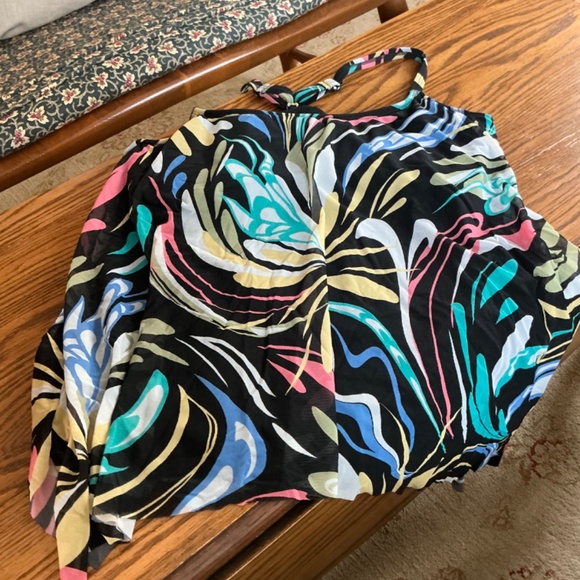 COCO Reef Contours Current Bra Sized Mesh Layer Tankini Top in Retro Swirl 36D - Picture 8 of 9